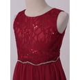 thumbnail image 3 of iEFiEL Kids Girls Sleeveless Sparkly Rhinestone High-low Hem Dress for Birthday Party Burgundy-A 12, 3 of 7