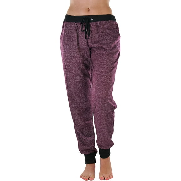 ToBeInStyle Women's Marled Print French Terry Jogger Pants with Cuff Ends