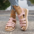 thumbnail image 2 of Rokment Womens Roman Platform Gladiator Sandals Beach Trendy Casual Suede Open Toe Buckles Chunky Wedge Fisherman Dress Heels Comfortable Walking Shoes Summer Pink Size 9, 2 of 8