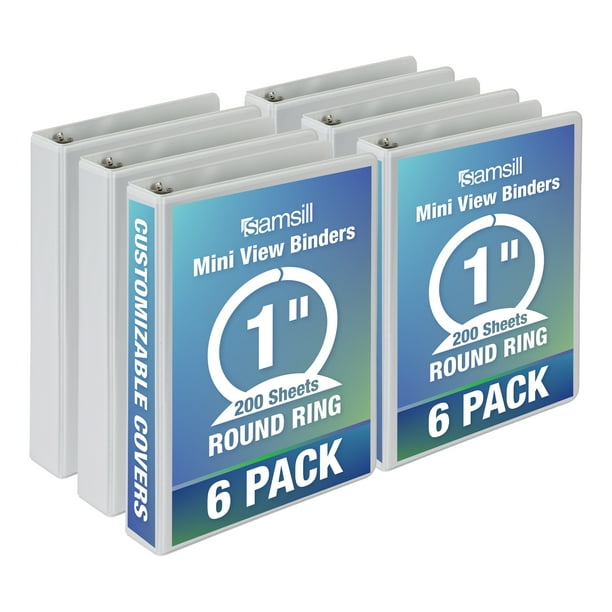 Samsill 3 Ring Mini View Binders Round Ring, White, 6 Pack Walmart