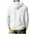 thumbnail image 5 of Stamzod Men's Fashion Summer Hoodies Solid Color Cotton and Linen Hooded Sweatshirt Casual Long Sleeve Pullover Hoodie Men Plus Size Beach Vacation Clothes White-2 XXL, 5 of 7