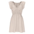 thumbnail image 5 of Kaemgyyd Summer Dresses for Women Smocked V Neck Casual Beach Cover up Dress Cap Sleeve High Waist Flowy Mini Dress, 5 of 7