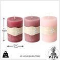 thumbnail image 6 of 3 Piece Shades of Marbled Pink, Pillar Candle Set, Paraffin Wax, Cotton,  4 Inches Tall, 45 Hours Burn Time, Unscented, 6 of 6
