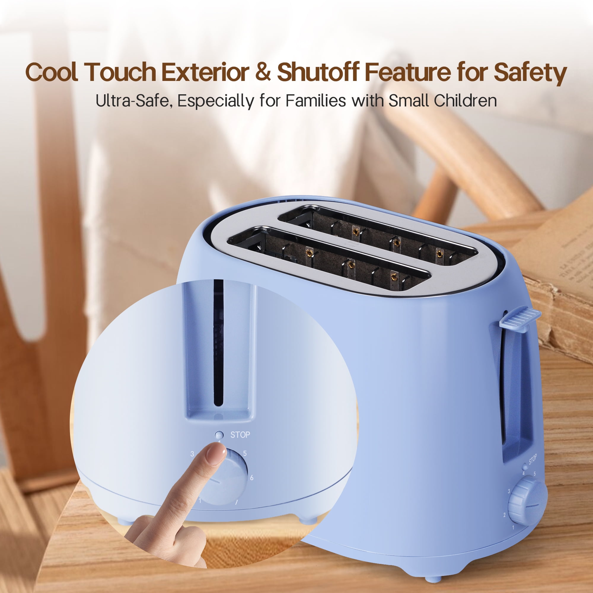 NBTX Toasters 2 Slice Wide Slot With 7-Shade Toast Settings, Slide-Out Crumb Tray, Auto-Shutoff, Faster Heating Speed, Toast Lift Perfect for Toasting Bread Bagels Waffles and Puff Pastry, Blue