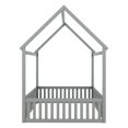 thumbnail image 6 of Euroco Full Size Low House Bed with Fence and Door for Kids, Gray, 6 of 11