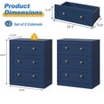 thumbnail image 3 of CozyHome Set of 2 Bedside Tables, Modern 3-Drawer Wooden Nightstands with Gold Knobs, Functional Accent Cabinets for Bedroom or Living Room, 3 of 7