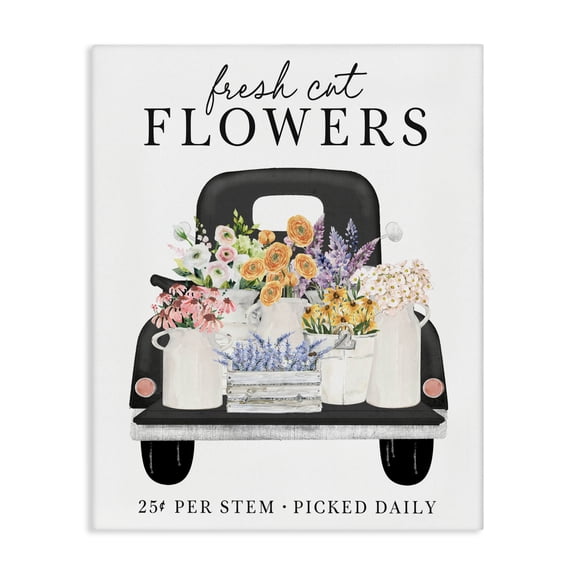 Fresh Flowers Picked Daily Canvas Wall Art, design by Lettered and Lined