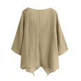 thumbnail image 4 of 2025 New Fashion Plus Size Women's V-Neck Split Casual Loose Cotton Linen Long Sleeve Top/Shirt, 4 of 5