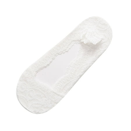 

Labakihah no show socks womens 5 Pairs Women s Lace Socks Breathable Socks Ballerina Socks Non Slip Socks Transparent Low Socks White