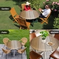 thumbnail image 4 of Brown Ombre Round Tablecloth for 55-60 Inch Tables, Fitted Table Cover with Elastic Edge, Vintage Country Wooden Waterproof Outdoor Table Cloth Protector for Patio Garden Dinner Picnic, 4 of 9