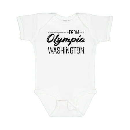 

Inktastic From Olympia Washington in Black Distressed Text Boys or Girls Baby Bodysuit
