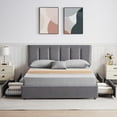 thumbnail image 2 of VECELO Full Size Bed Frame with 4 Storage Drawers, Modern Upholstered Platform Bed with Adjustable Headboard, Wood Slat Support/Easy Assembly, Dark Gray, 2 of 7