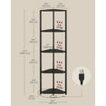 thumbnail image 4 of SONGMICS HOME 5-Tier Corner Shelf, Bookcase with Adjustable LED Lights, Storage Shelf with Steel Frame, 9.8 x 18.9 x 57.7 Inches, for Living Room, Bedroom, Study, Ebony Black, 4 of 5