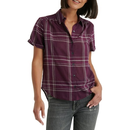 Checkered Button Front Short Sleeve Shirt