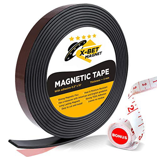 Flexible Magnetic Strip - 1/2 Inch x 10 Feet Magnetic Tape with Strong Self Adhesive - Perfect Magnetic Roll for Craft and DIY - Sticky Anisotropic Magnets - Walmart.com
