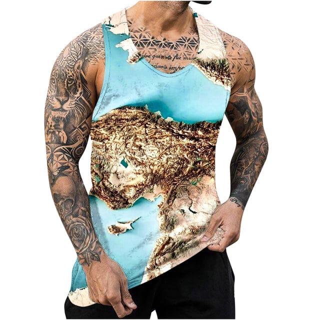 Cameland Nouveau Débardeur Décontracté de Mode pour Homme d'Été à Imprimé Floral, Sport, Col Rond