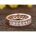thumbnail image 2 of 0.75 Carat Full eternity Moissanite Diamond wedding band Three row Moissanite Diamond engagement ring Solid 10k Rose Gold Stacking wedding band, 2 of 9