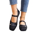 thumbnail image 5 of HTHLVMD Women's Mary Jane Flats Casual, Woven Toe Cap Women's Shoes, Square Toe Ankle Strap Flats, Woven Mary Jane Flats for Women With Memory Foam Insole, Comfortable Mesh Ballet Flats, Black 5.5, 5 of 6