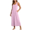 thumbnail image 2 of ClodeEU Women's Summer Round Neck Sleeveless Ankle Length Dress with Pockets,Casual Loose Maxi Dress Pink,Womens Plus S, 2 of 6