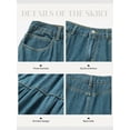 thumbnail image 5 of EMMIOL Women's High Waisted Tiered Denim Maxi Skirt Vintage A-Line Swing Jean Skirt with Pockets Casual Boho Style, 5 of 10
