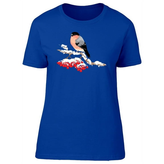 Winter Bullfinch Bird T-Shirt Women -Image by Shutterstock, Female Small