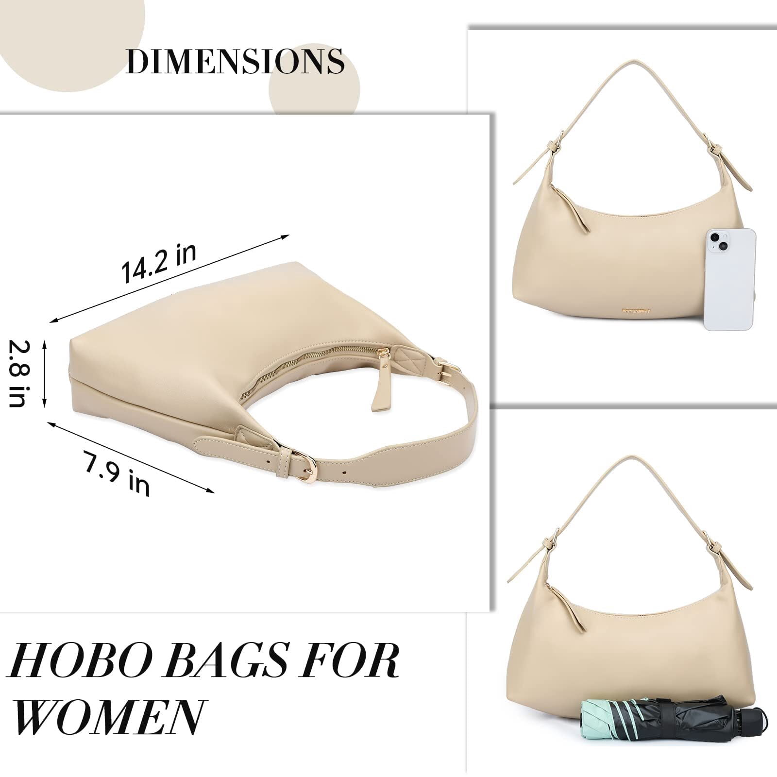 Montana West Hobo Bags for Women Shoulder Trendy Purses Leather Clutch Purse and Handbags, Tan