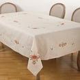 thumbnail image 2 of Saro Lifestyle Embroidered Ornament Design Christmas Linen Blend Tablecloth, 2 of 3