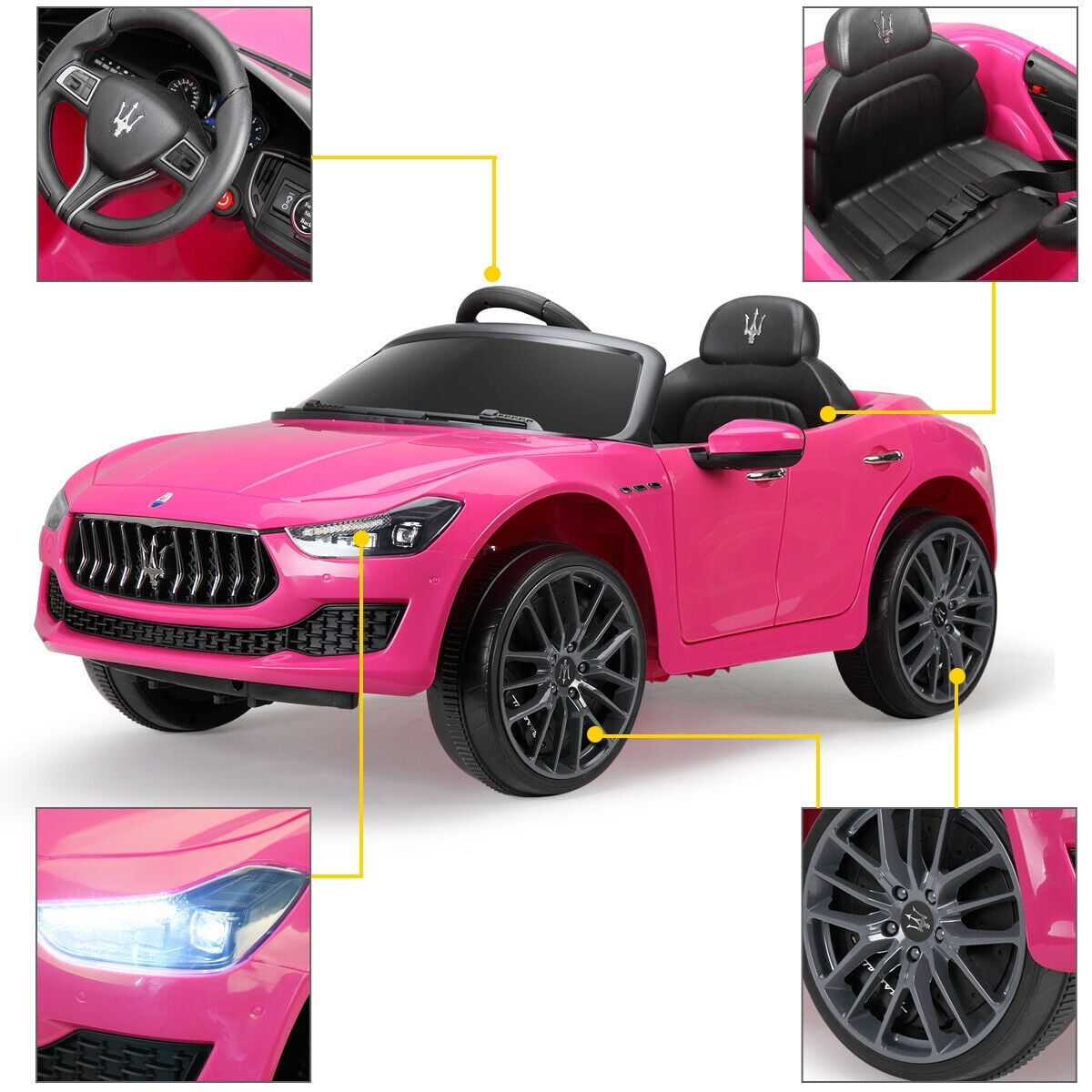 CIPACHO 12V Kids Ride On Car with Remote Control, Rechargeable Electric Vehicle Cars for Boys Girls, Pink