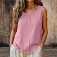 thumbnail image 2 of Sahpxhe Women's Cotton Linen Tank Tops Summer Crew Neck Sleeveless Undershirts Casual Loose Lightweight Blouse Shirt Pink XL, 2 of 6