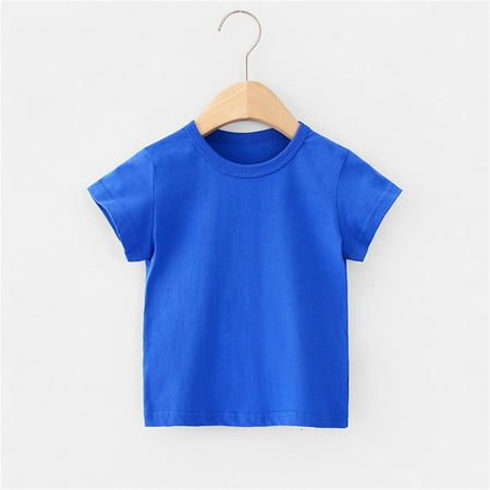 

EGNMCR Toddler Baby Boys Girl T-shirts Comfortable Solid Color Short Sleeve Cotton T-shirt Top (Blue 11-12Years) - Baby deals