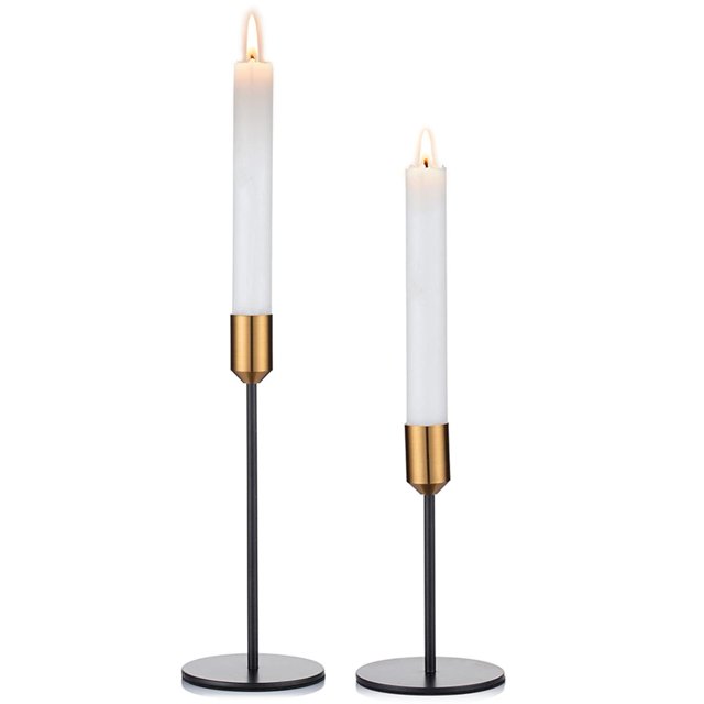 Portavelas negros para candelabros: portavelas cónico dorado, centro de mesa con soporte de velas vintage Sincero Hogar