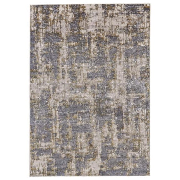 HomeRoots  2 x 3 ft. Gray & Gold Abstract Stain Resistant Rectangle Area Rug - Gray and Gold - 2 x 3 ft.