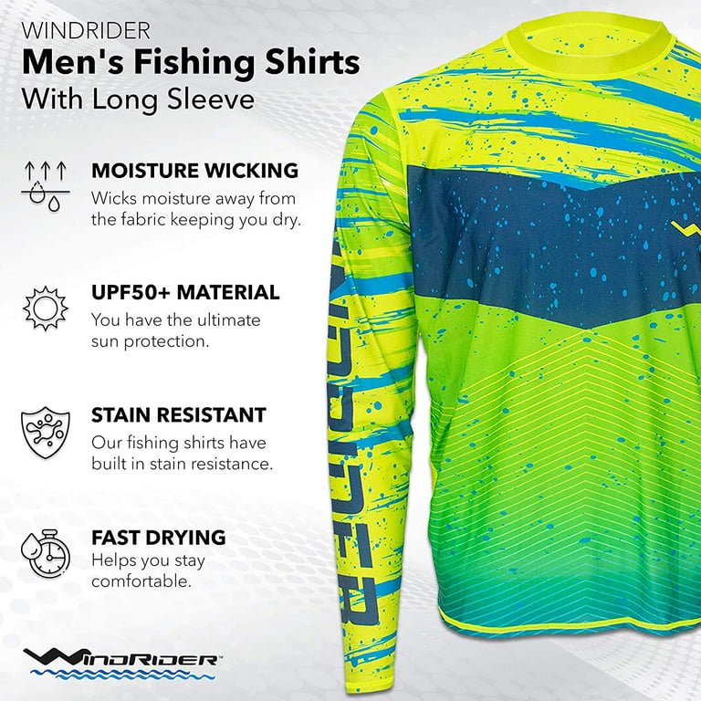 Windrider Long Sleeve Fishing Shirts for Men UPF 50+ Sun Protection with Mesh Sides Stain Resistant and Moisture Wicking, Men's, Size: XL, Green