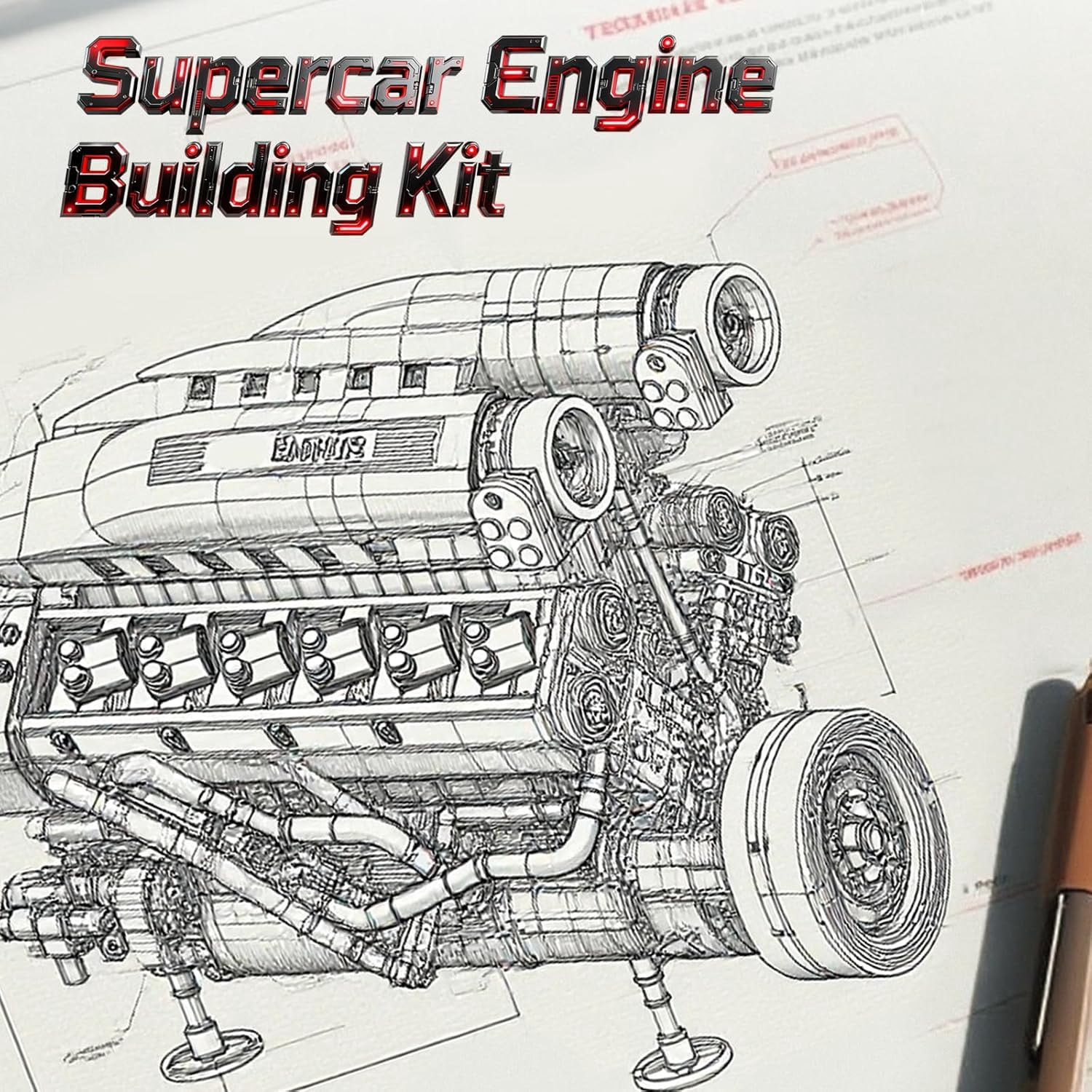 V12 Engine Building Kit for Adults, 65° V-Angle Supercar Engine Model with Motor, Precision Mechanical Model Engines Kit for Display & Collection