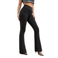 thumbnail image 2 of Pantalones acampanados, pantalones transpirables para mujer, cómodos, rectos, negros, de talle alto para yoga, 2 of 8