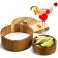 thumbnail image 1 of 2 Pieces Salt Rimmer Kit Margarita Salt Rimmer With Lid 2 Size Glass Bar Rimmer Bamboo Sugar Salt Box for Cocktails, Drinks, 1 of 7