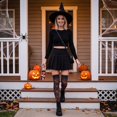 thumbnail image 2 of Voska Women's Halloween Print Thigh High Tube Socks Soft Stretchy Party Holiday Festival Decor E One Size, 2 of 6