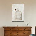 thumbnail image 2 of wall26 - Canvas Wall Art - Bird Flying Above a Bird Cage on Floral Pattern Background - Gallery Wrap Modern Home Art | Ready to Hang - 32x48 inches, 2 of 3