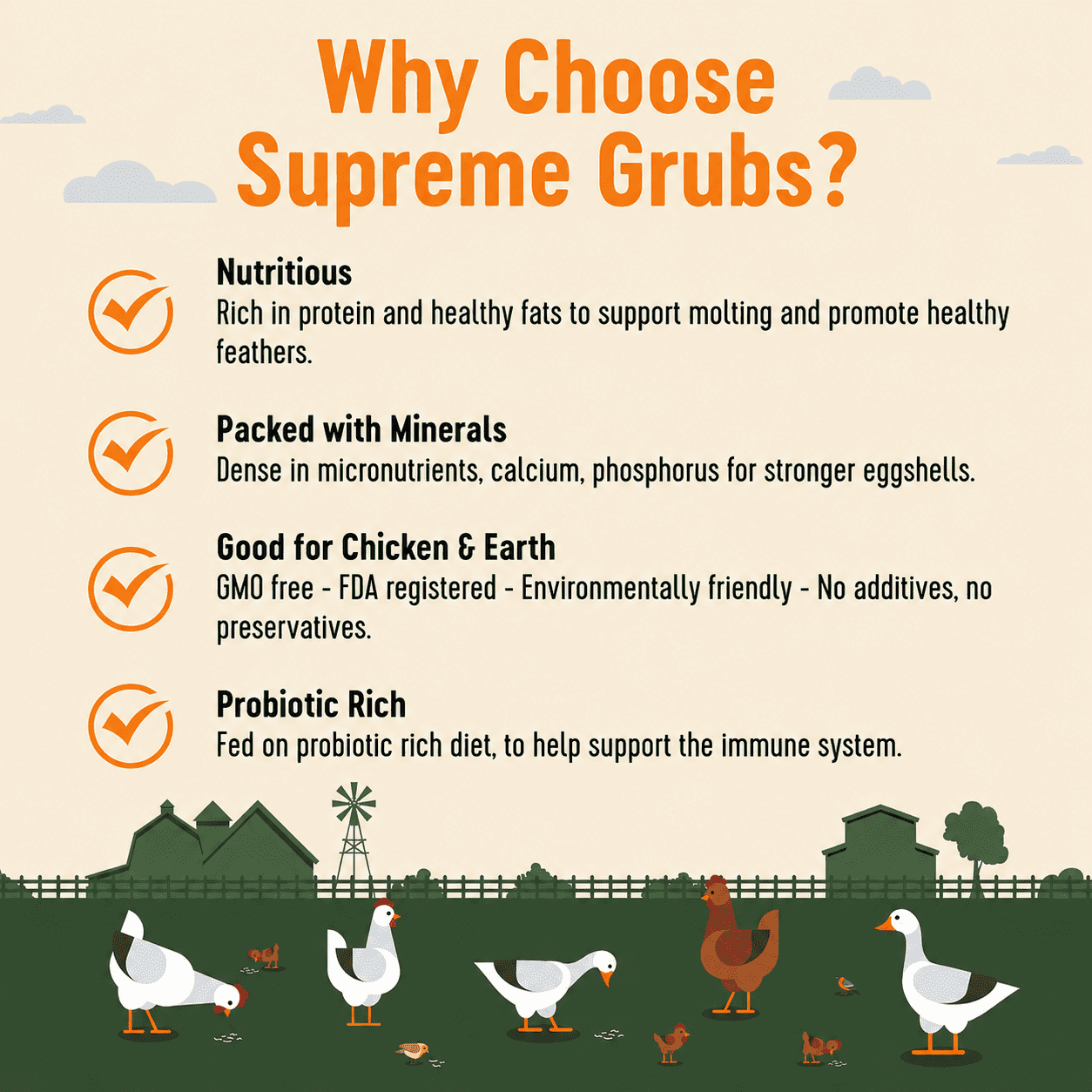 Supreme Grubs Dried Black Soldier Fly Larvae Chicken Treats 5LB – High Calcium, Protein-Rich, All-Natural Poultry Feed Supplement
