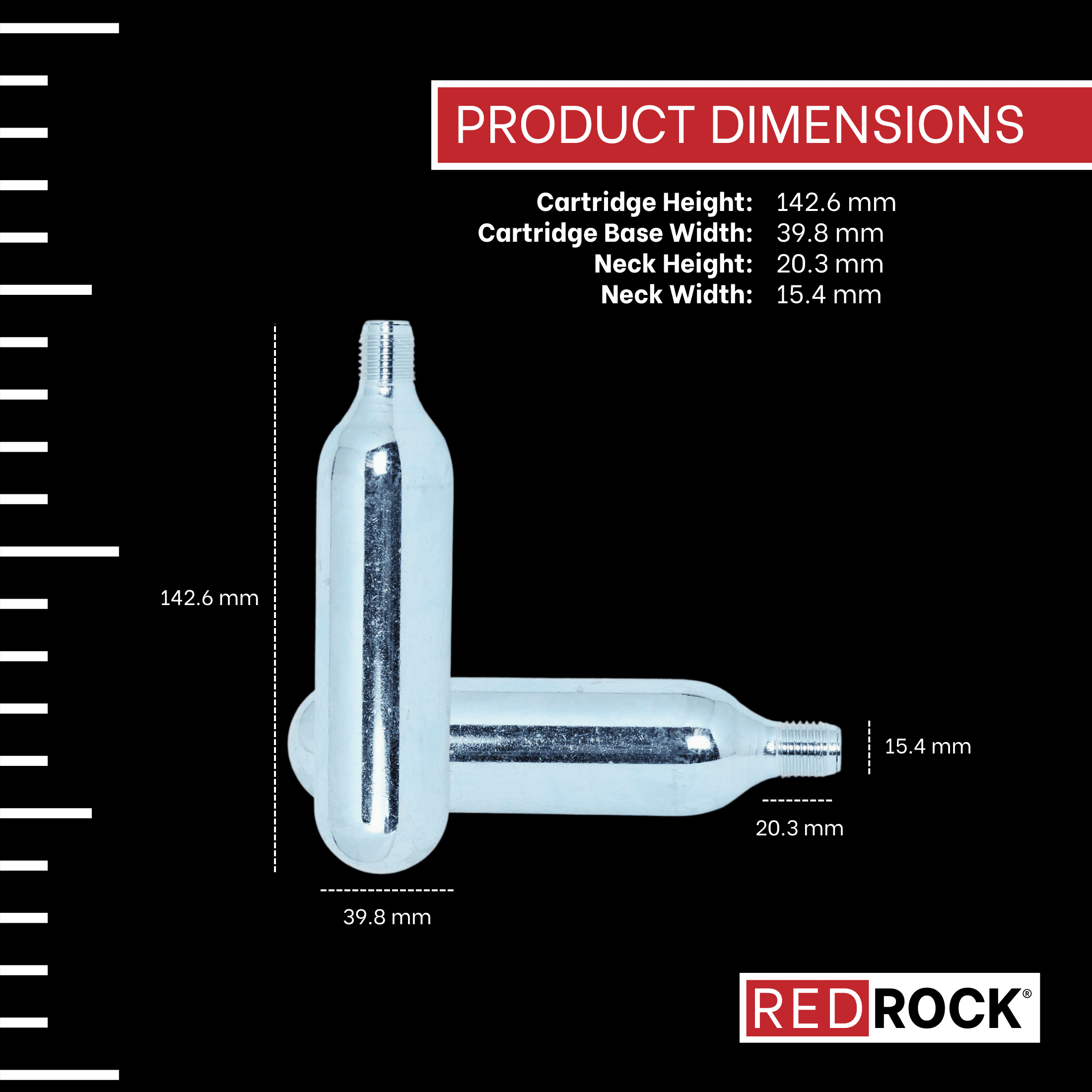 RedRock 74 Gram CO₂ Cartridges,  5/8-18″ Thread 2-Pack – Use with Beer Kegs, Cold Brew Coffee Kegs and Portable Beverage Dispensers