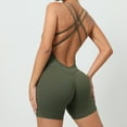thumbnail image 3 of Women Yoga Jumpsuits Workout Sport Jumpsuits Women Activewear Women Sports Bodysuits & Jumpsuits Women Sports Jumpsuits Crisscross Backless Sports Romper Belted Suit Velour Jumpsuit Women Jumpsuit, 3 of 7