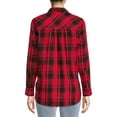 thumbnail image 4 of Time and Tru Women's Button Down Flannel Shirt with Long Sleeves, Sizes XS-3XL, 4 of 5