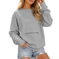 thumbnail image 2 of Fmbrln Womens Crew Neck Side Pocket Sweatshirt Long Sleeve Oversized Loose Casual Tunic Pullover Tops, 2 of 5