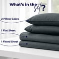 thumbnail image 4 of Dan River Bed Sheet Set Full 4 Piece Gray Breathable Soft Cotton Jersey Sheets with Deep Pockets, Unisex, 4 of 10