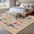 thumbnail image 4 of Large Area Rugs for Living Room Bedroom, Nautical Coastal Animals 8'x10' Rug Washable Carpet Runner Indoor Outdoor, Vintage Ocean Marine Life Brown Non Slip Floor Mats Rug for Kitchen, Patio, 4 of 8