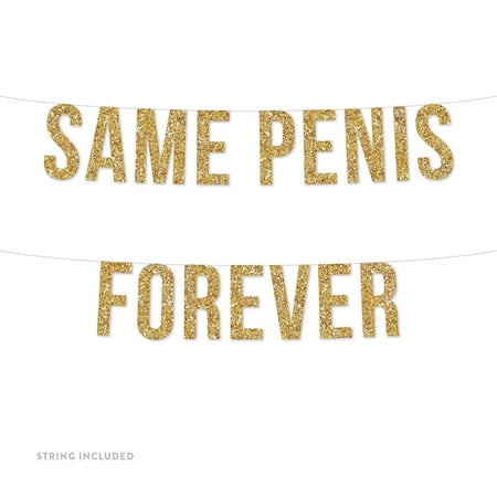 Mini Banner String - Gold Same P**is Forever Real Glitter Paper Pennant Hanging Banner Includes String No Assembly Required