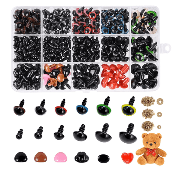 ZOUYUE 580pcs Doll Safety Eyes Noses,Colorful Safety Eyes Noses for Crafts Crochet Stuffed Animals Plastic Multicolor 6mm 10mm 12mm 14mm 16mm 18mm