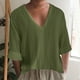 thumbnail image 4 of Camisas s Para Hombre De Vestir Camiseta casual de manga larga con cuello redondo de color sólido para hombre (Green, M), 4 of 5