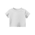 thumbnail image 4 of Lumtrix Girls Summer Crop Tops Kids Fashion Oversized Crew Neck Cropped Short Sleeve T Shirts Basic Tees Size 2-14 Years White 160, 4 of 6