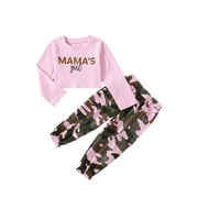 Toddler Girls Clothes 2T 3T 4T 5T Fall Outfits Baby Pullover Sweatshirt  Camouflage Pants Set Kids Winter 2Pcs Sweatsuit